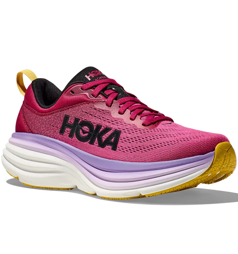 Hoka One One Women's Bondi 8 Running Shoes Cherries Jubilee/Pink Yarrow-2